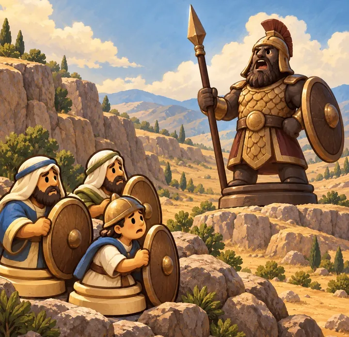 The story of David and Goliath told with chess pieces, picture 2 of 3