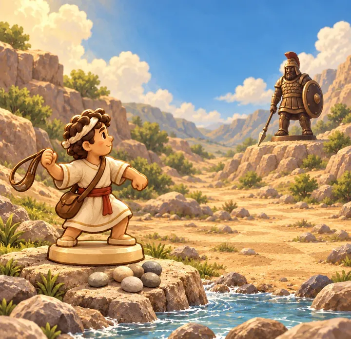 The story of David and Goliath told with chess pieces, picture 3 of 3