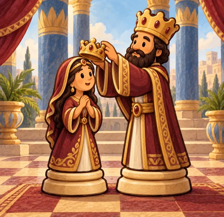 The story of Esther told with chess pieces, picture 1 of 3
