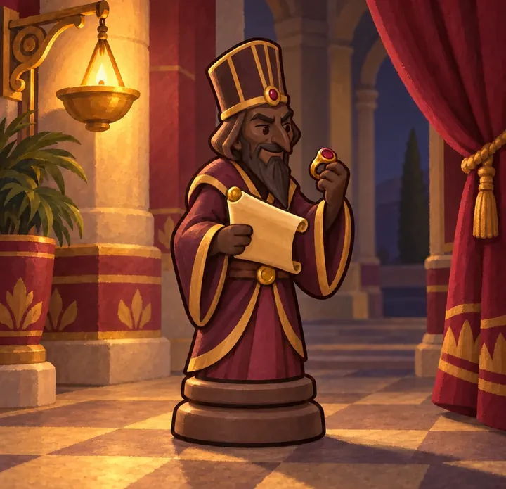 The story of Esther told with chess pieces, picture 2 of 3