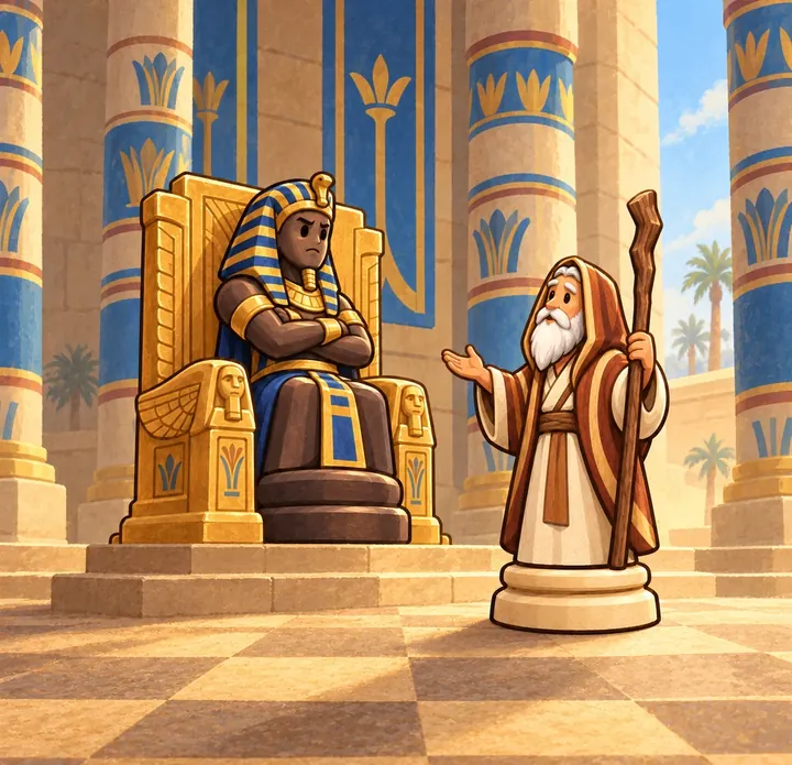 The story of Exodus told with chess pieces, picture 1 of 3