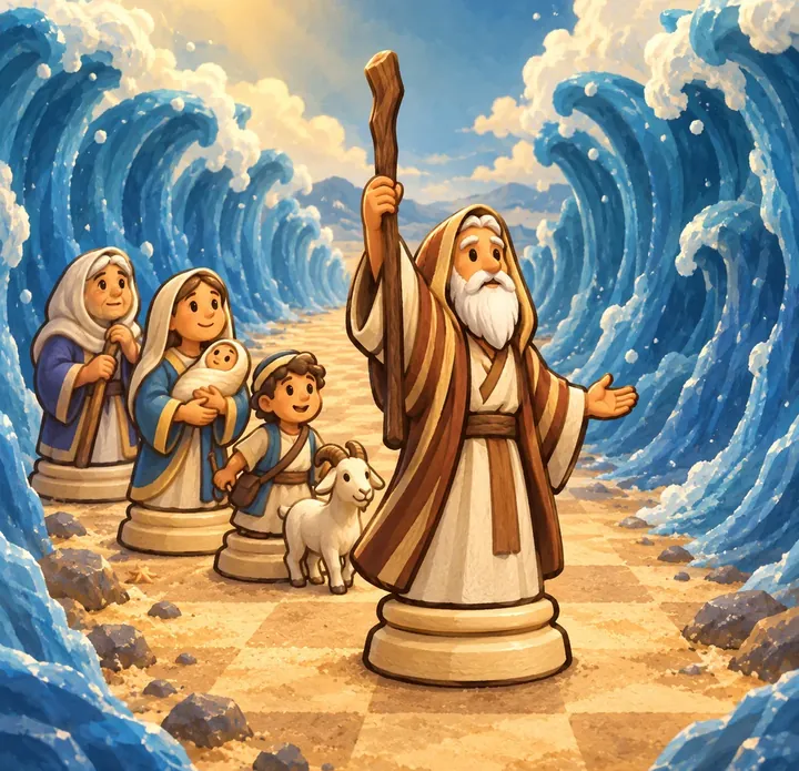 The story of Exodus told with chess pieces, picture 3 of 3