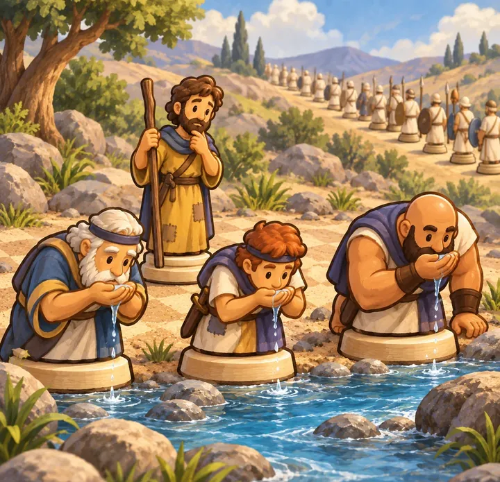 The story of Gideon’s 300 told with chess pieces, picture 2 of 3