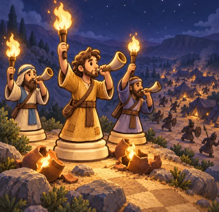 The story of Gideon’s 300 told with chess pieces, picture 3 of 3