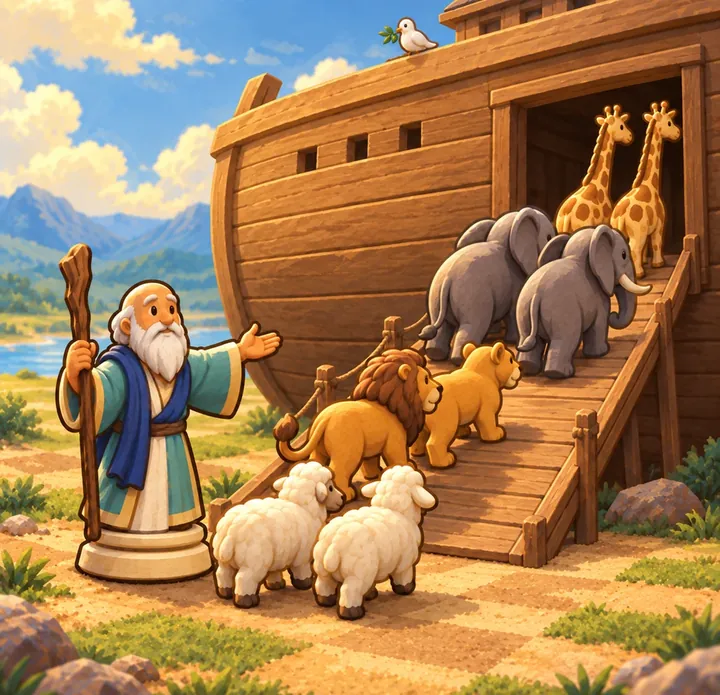 The story of Noah’s Ark told with chess pieces, picture 2 of 3
