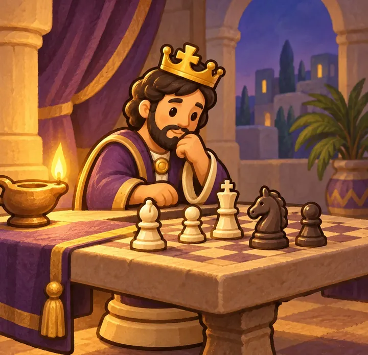 The story of Wisdom of Solomon told with chess pieces, picture 3 of 3